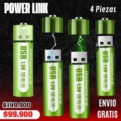🔋 PowerLink USB AA – Pilas Recargables Ultrarrápidas y Ecológicas ♻️🚀